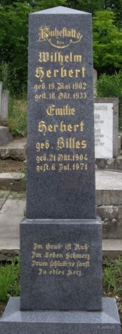 Herbert Wilhelm 1902-1933 Emilie Billes 1904-1971 Grabstein
